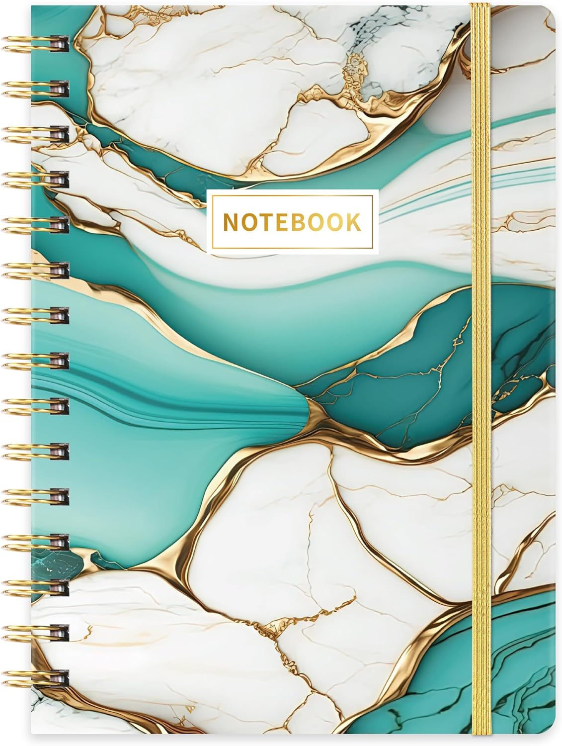 BooQool A5 Spiral Notebook - Premium Paper, Back Pocket, College Ruled - Office, School, Home