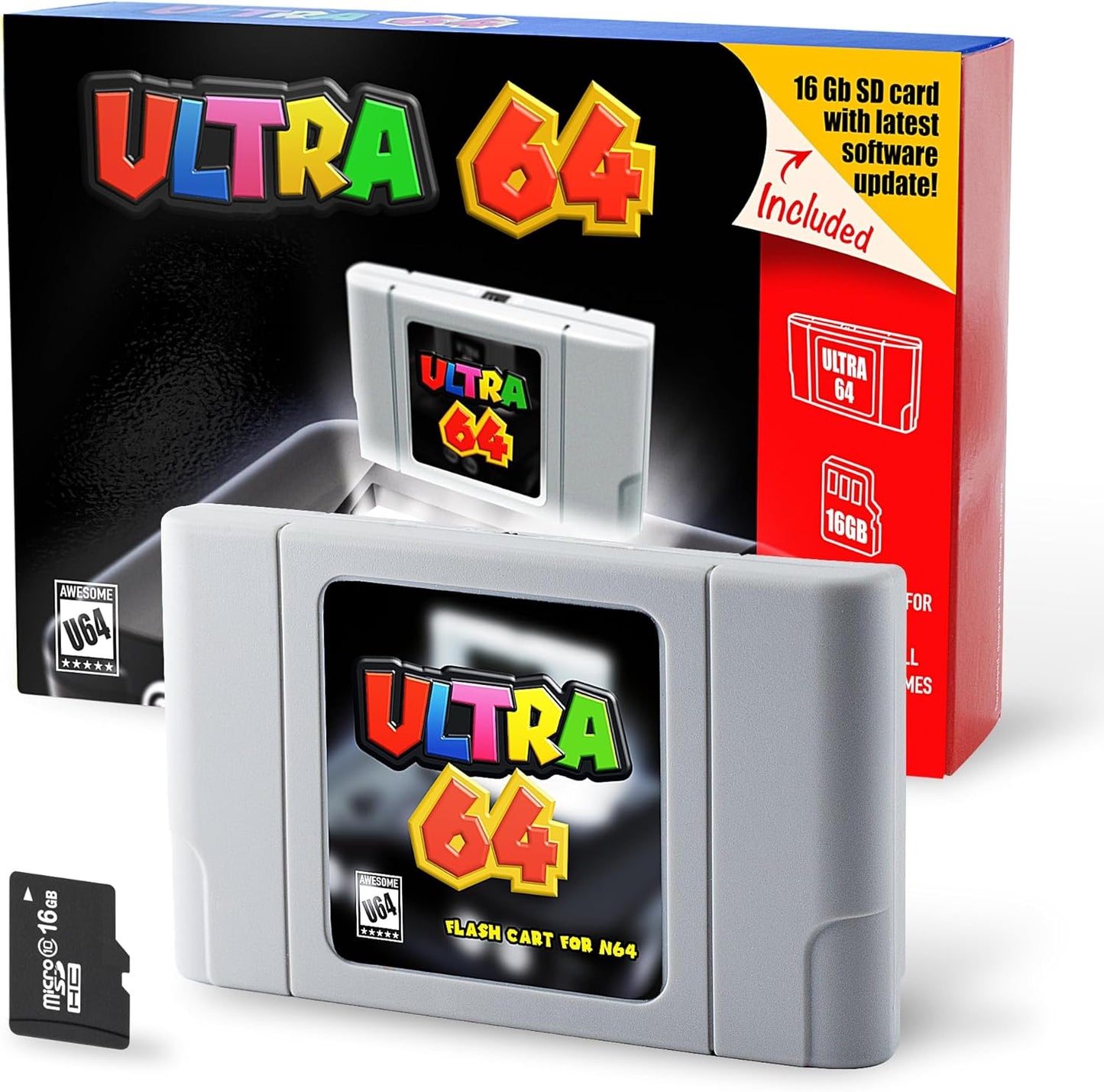 Ultra 64 Flash Cart for N64 with 16 Gb SD Card - Ultimate Gaming