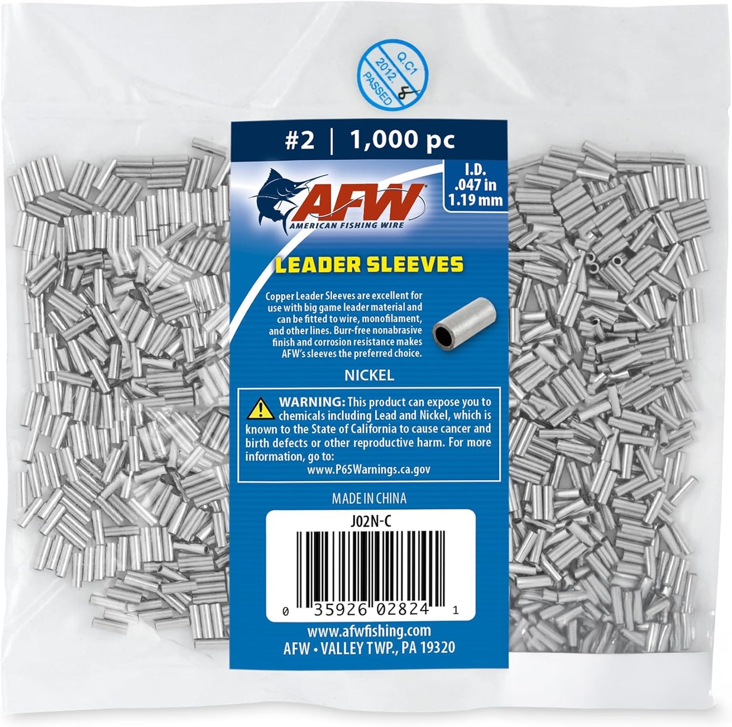 AFW American Fishing Wire Crimp Sleeves for Strong Fishing Leaders