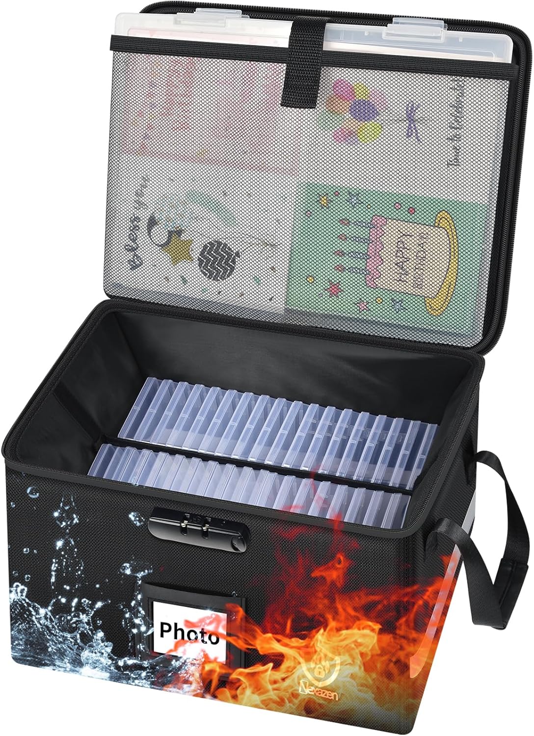 Fireproof Photo Storage Box with Lock for Safe Memories
