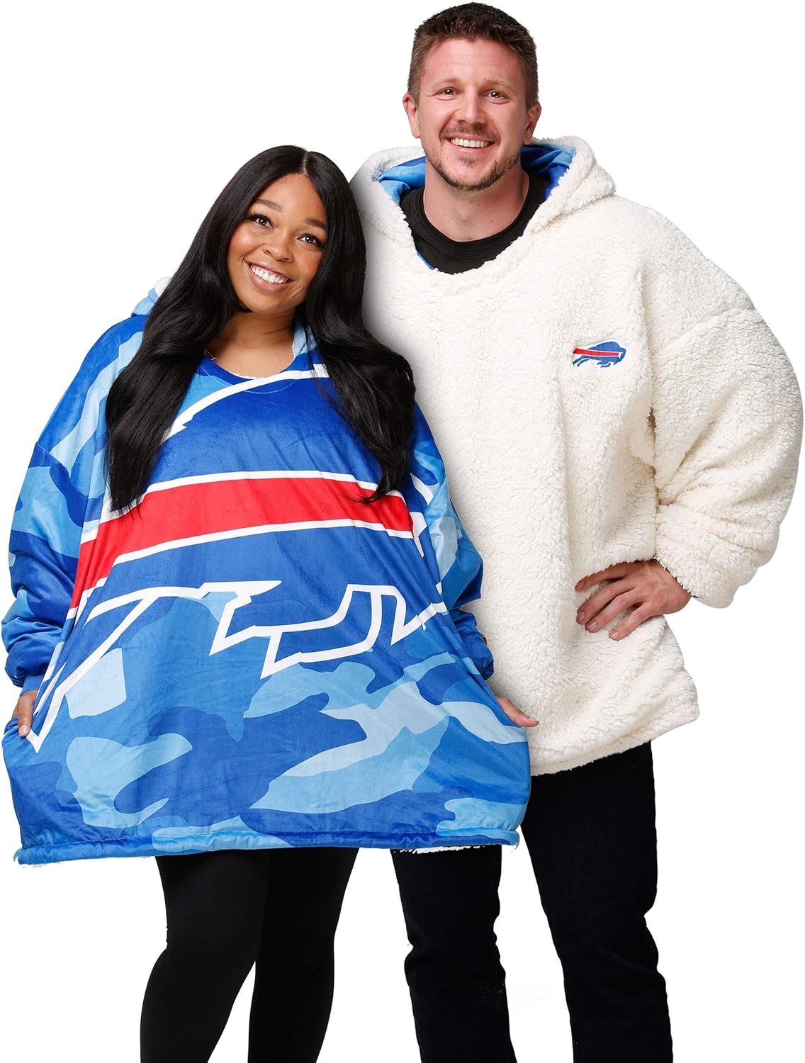 Foco NFL Team Logo Reversible Oversized Sherpa Hoodie Sweatshirt