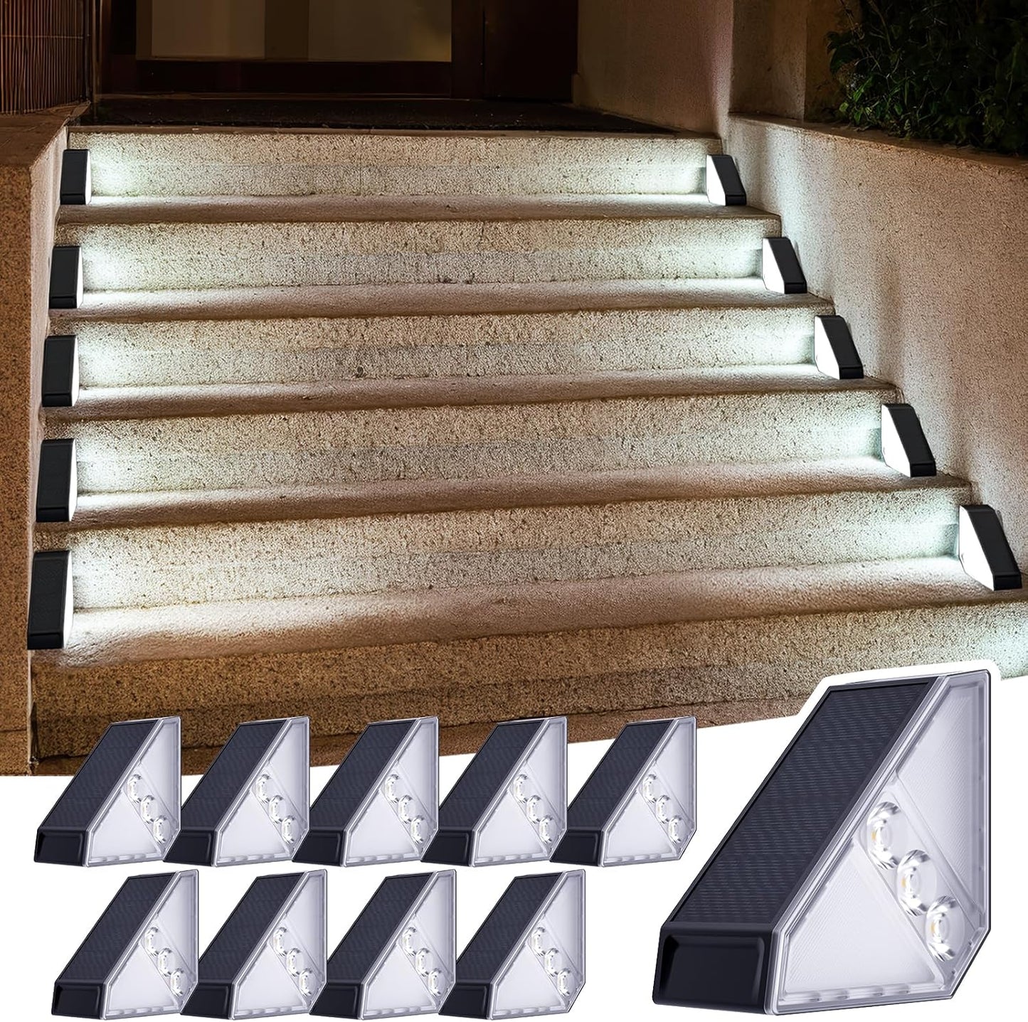 JSOT Solar Lights for Step 10 Pack - Waterproof Outdoor Decor