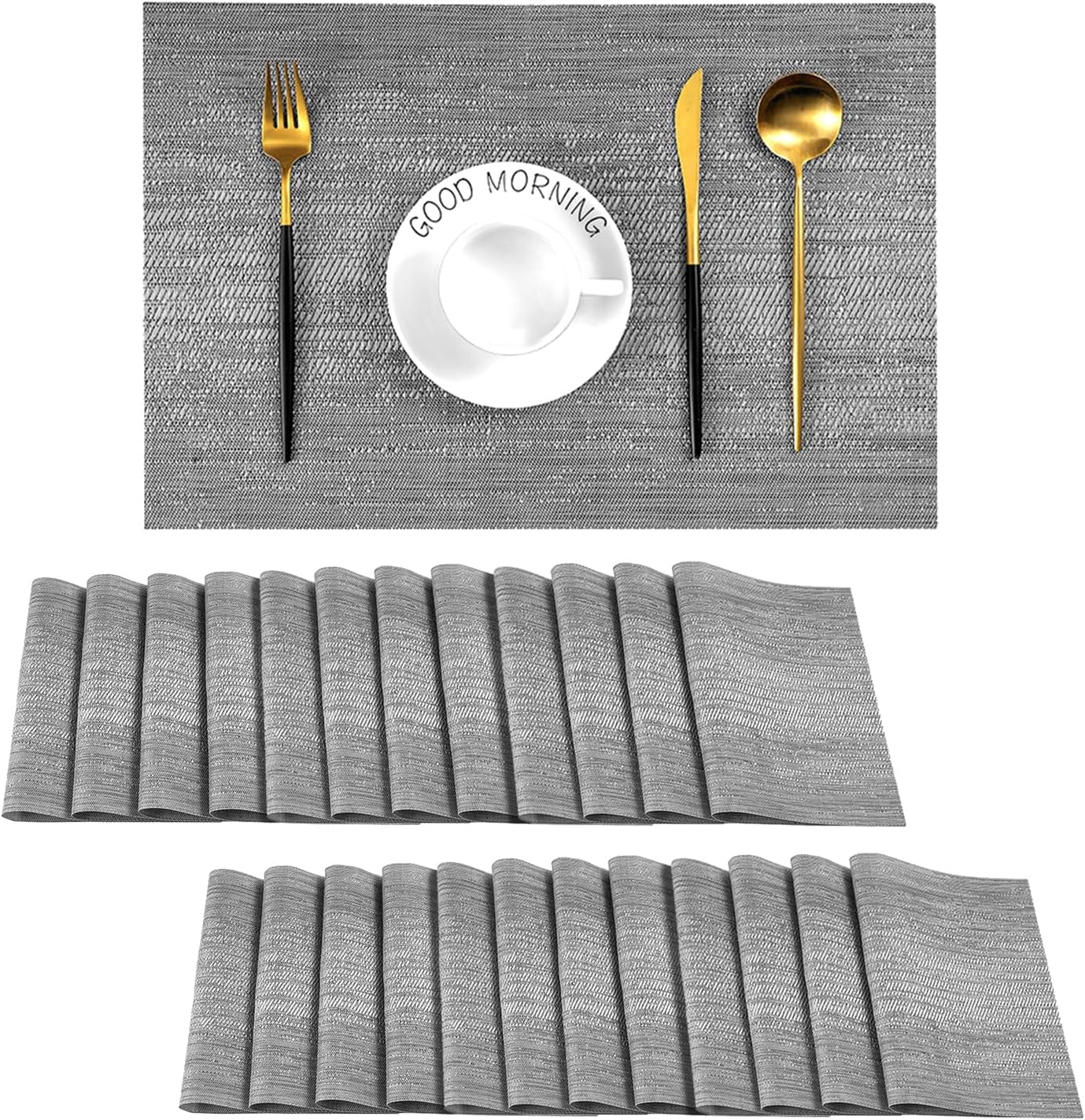 Leetaltree Grey Placemats for Dining Table - Durable & Stylish