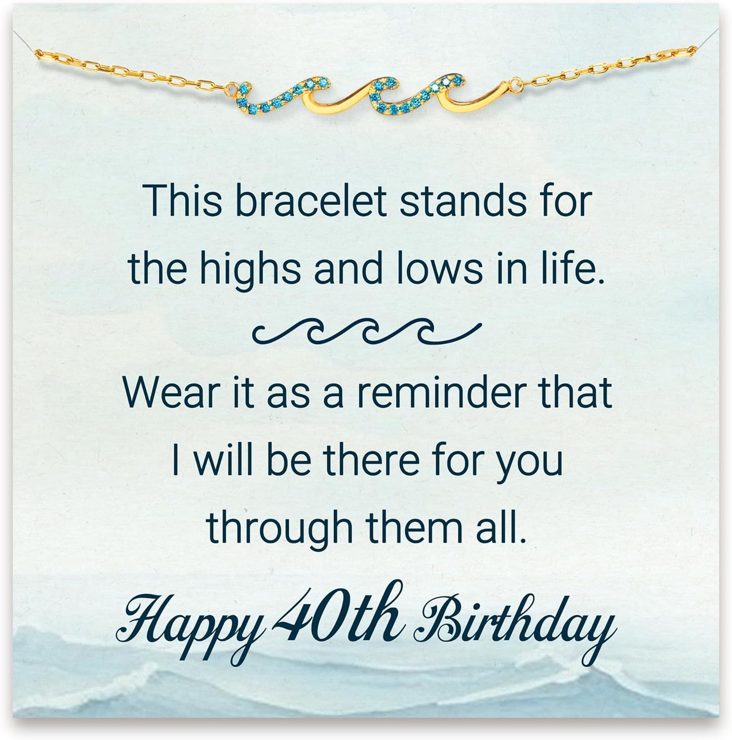 Wave Bracelet Birthday Gifts for Women, Unique 40th Jewelry