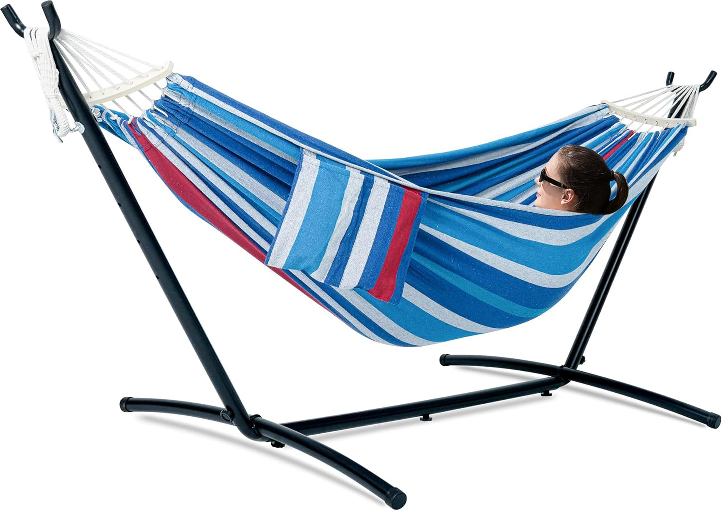 Double Hammock with Stand for Outside, Heavy Duty 600lbs Capacity