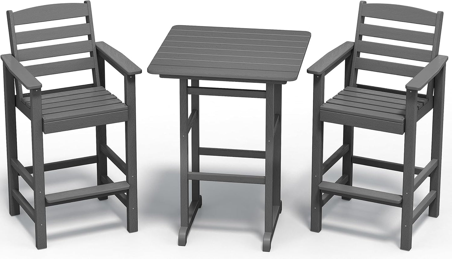 Adirondack Bar Height Chairs Set with Table for Outdoor Relaxation