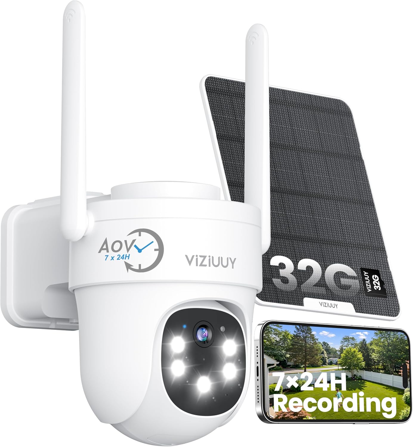 AOV Security Camera with 24H Continuous Recording and Auto Tracking