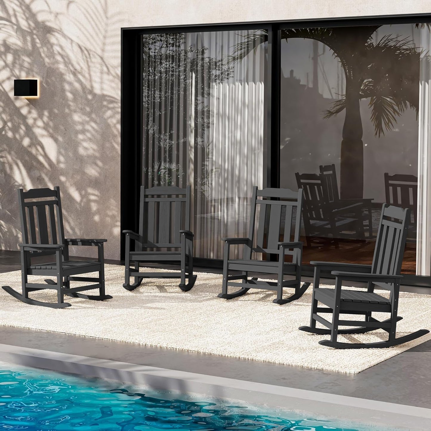 Oversized Rocking Chair Set of 4 for Outdoor Relaxation
