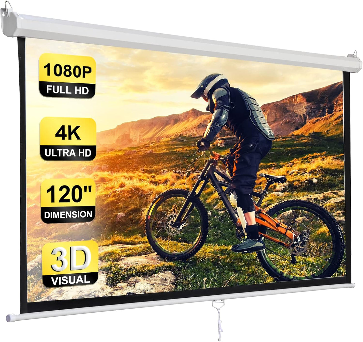 Smartxchoices 120 Inch HD Manual Projector Screen for Home Use