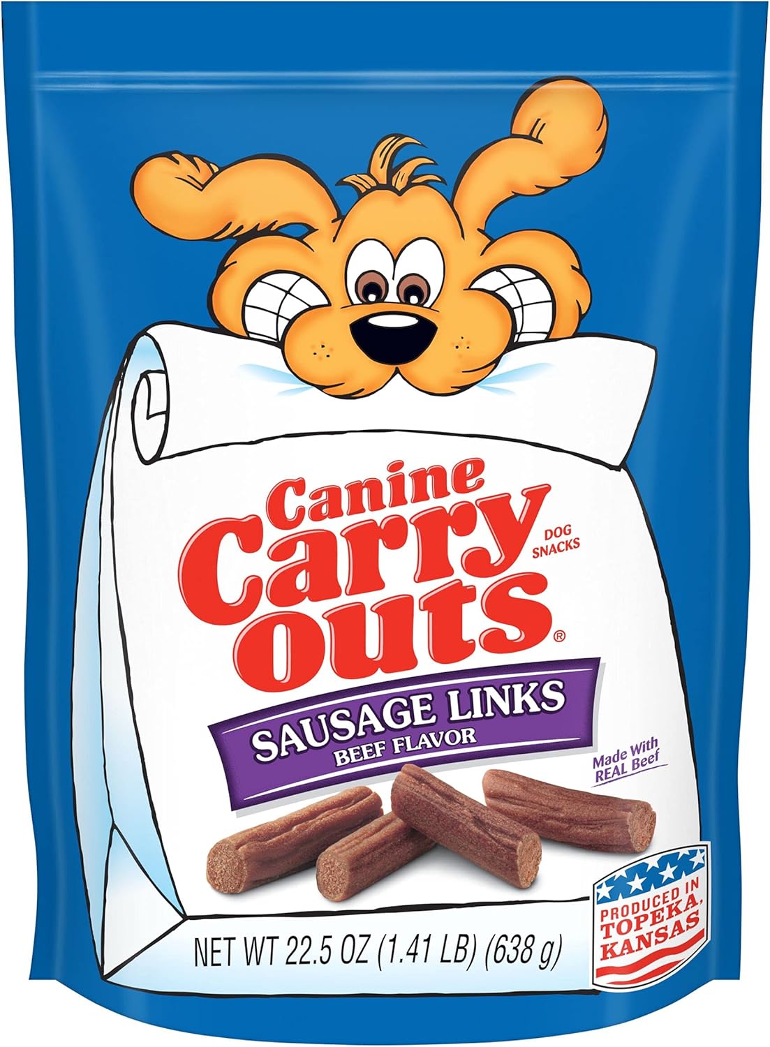Canine Carry Outs Sausage Links Dog Treats with Real Beef