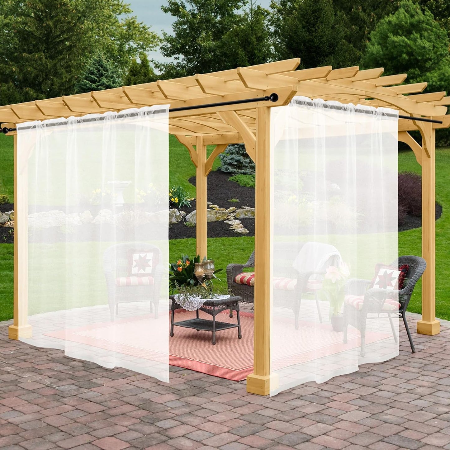 Outdoor Sheer Curtains for Patio Waterproof, 100 x 96 Inch