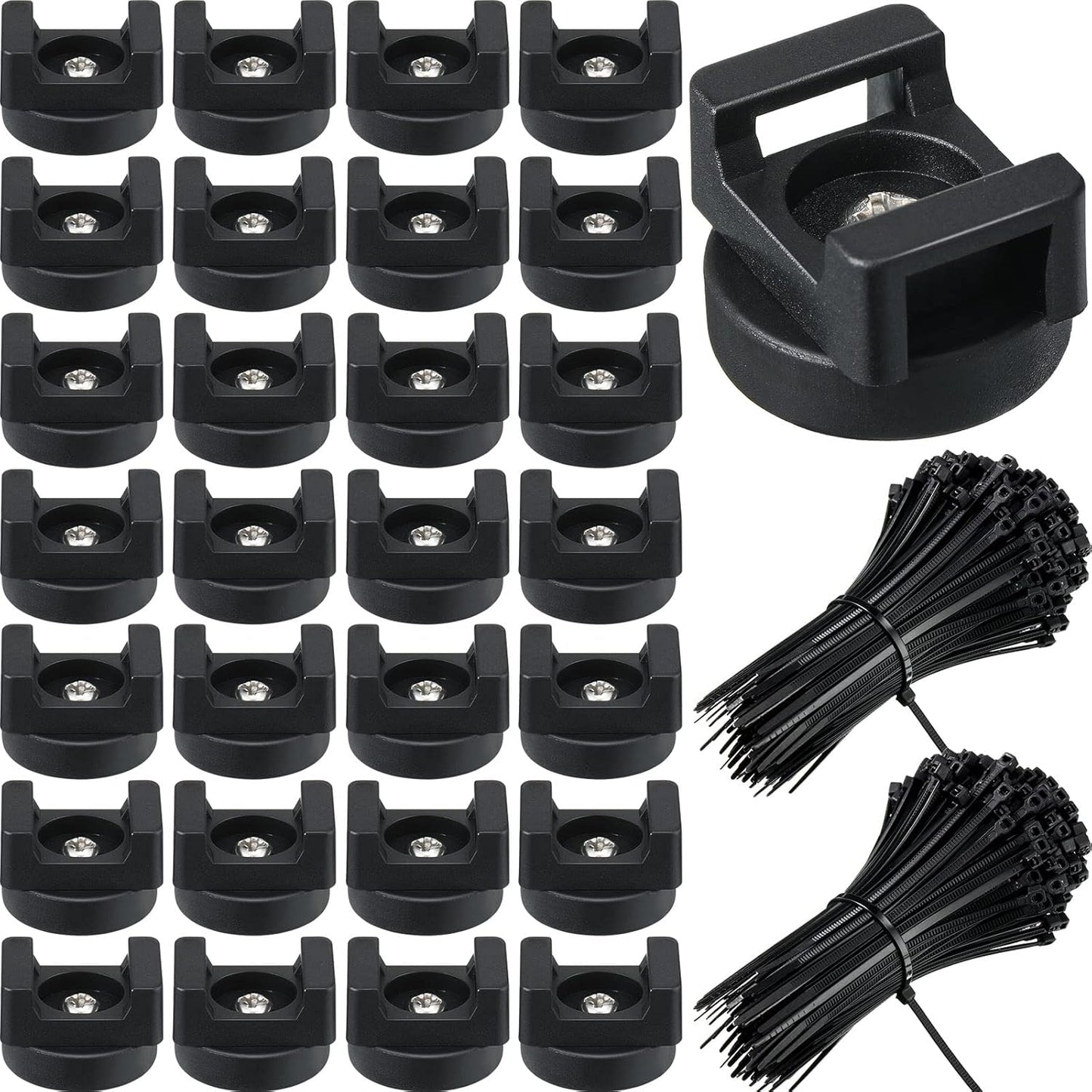Yookeer 250 Pieces Magnetic Zip Tie Mounts for Cable Management
