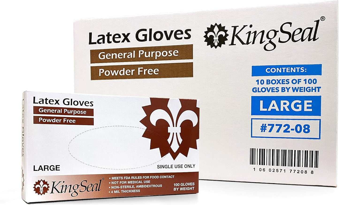 KingSeal Latex Gloves 4 mil - Bulk Bundle Options