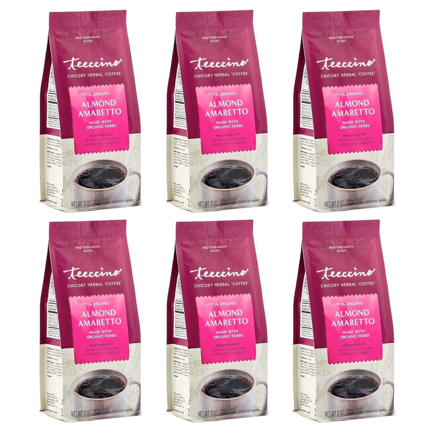 Teeccino Almond Amaretto Chicory Coffee Alternative - 11oz