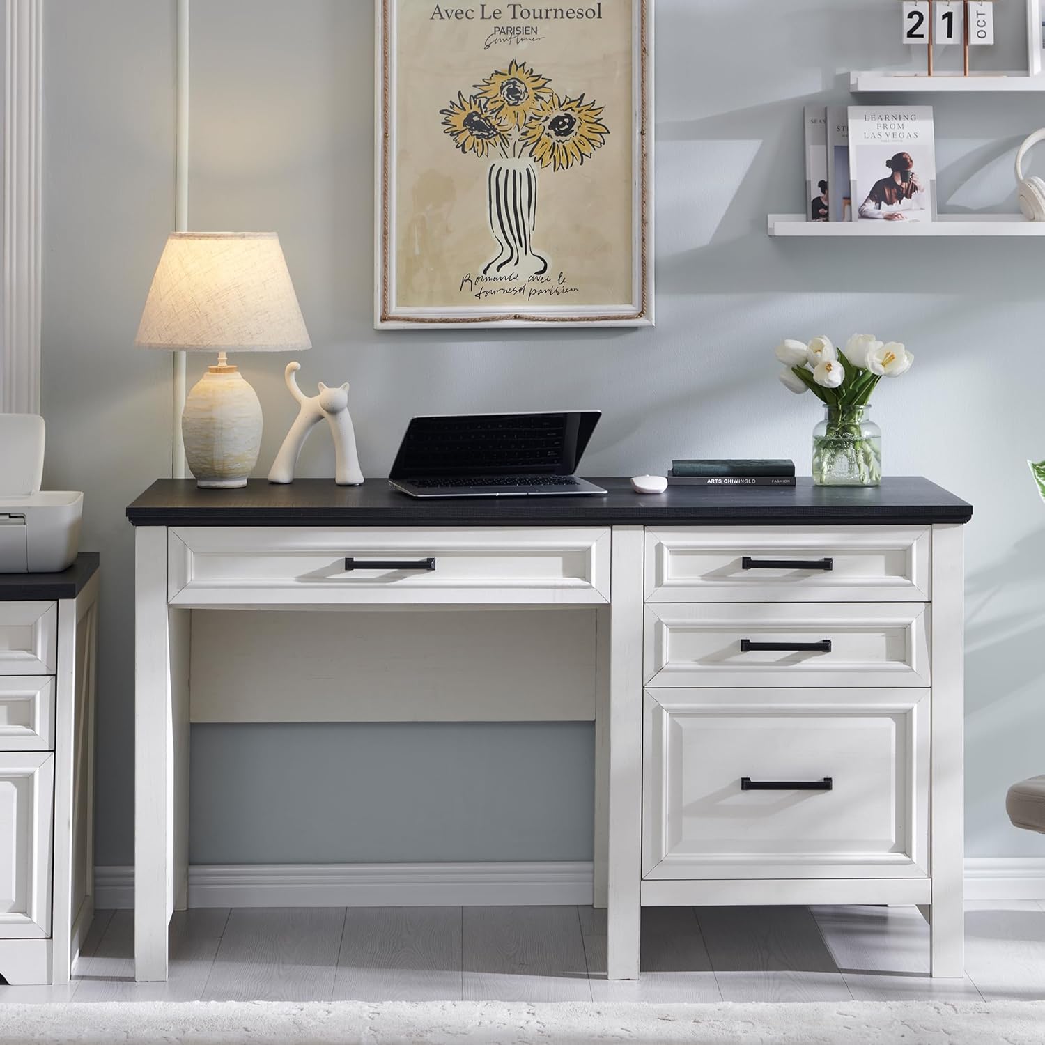 53 Modern Farmhouse Desk with File Cabinet – GearMustHave