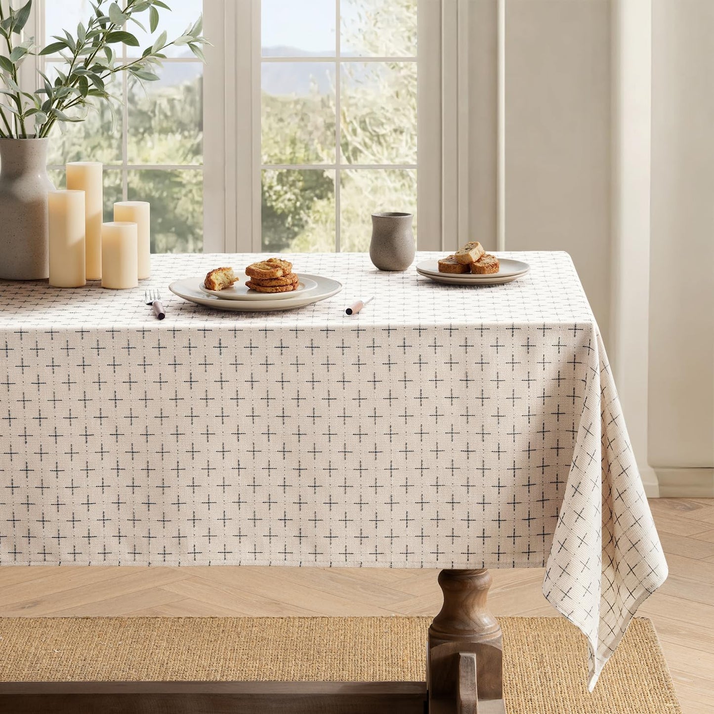 MIULEE Natural Beige Linen Table Cloth for Elegant Dining Events