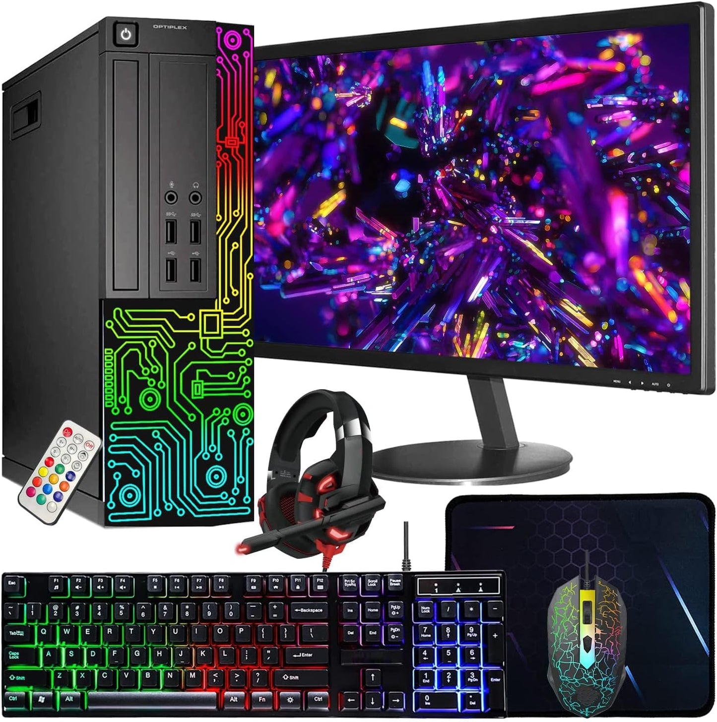 Dell Optiplex SFF PC | Intel i5 Quad Core | 16GB RAM | 512GB SSD | 24 Monitor | RGB Accessories