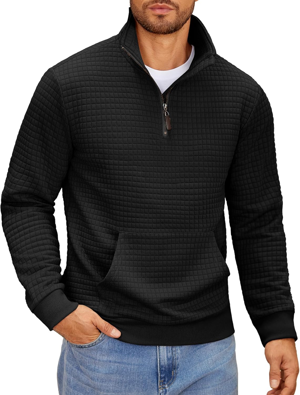 COOFANDY Mens Quarter Zip Sweatshirt for Casual Comfort