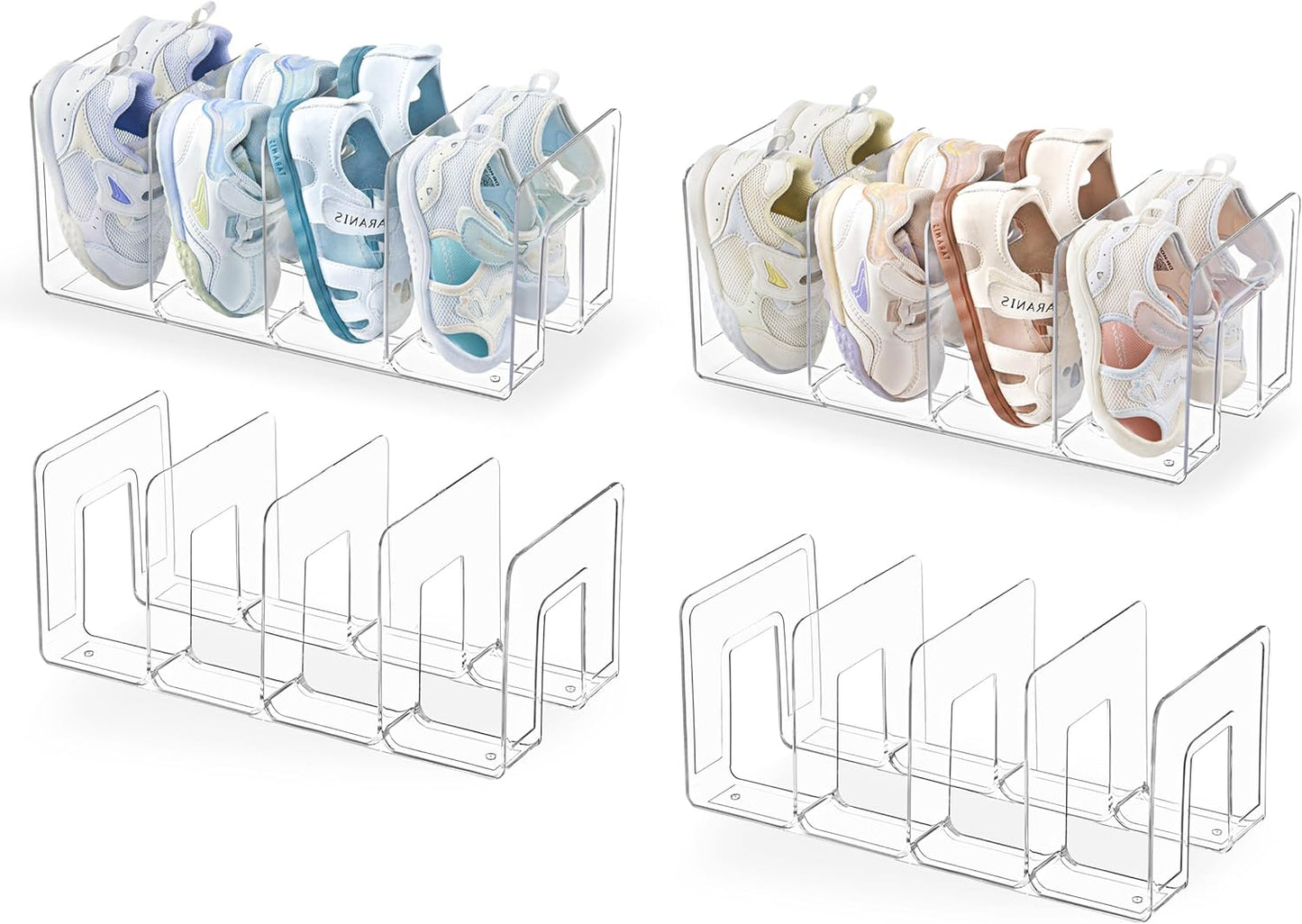 Clear Acrylic Kids Shoe Rack for Closet Organizers and Storage