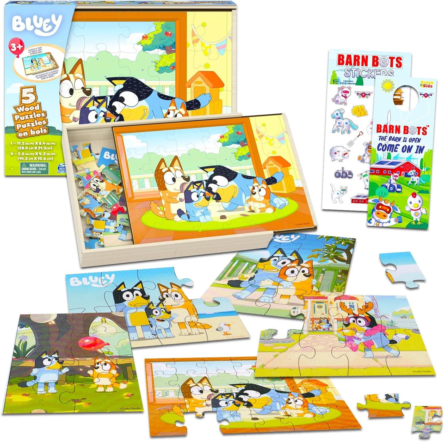Bluey Wooden Puzzle 5 Pack - Kids' Joy Bundle