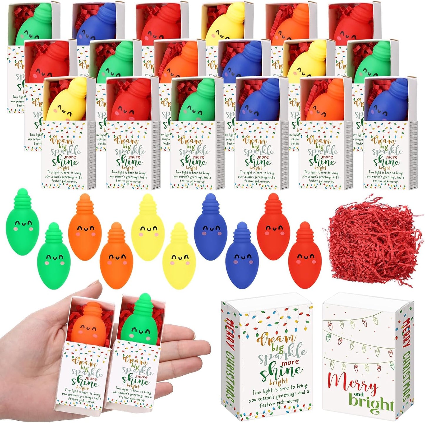 Wettarn 60 Sets Christmas Light Bulb Stress Balls for Gifts