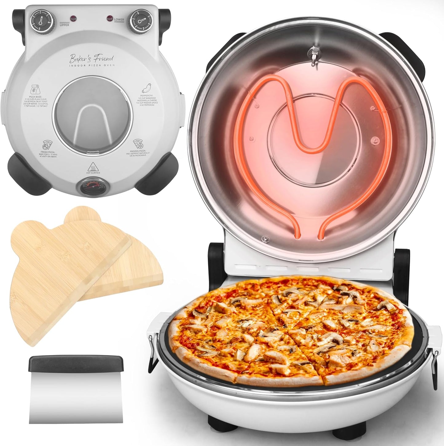 Electric Pizza Oven for Home Cooking with Premium Ceramic Stone