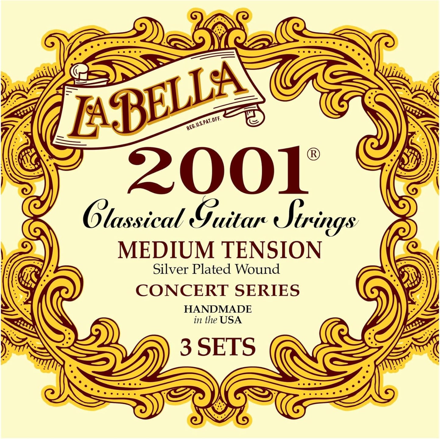 La Bella 2001 Medium Tension Silver-Plated Classical Guitar Strings