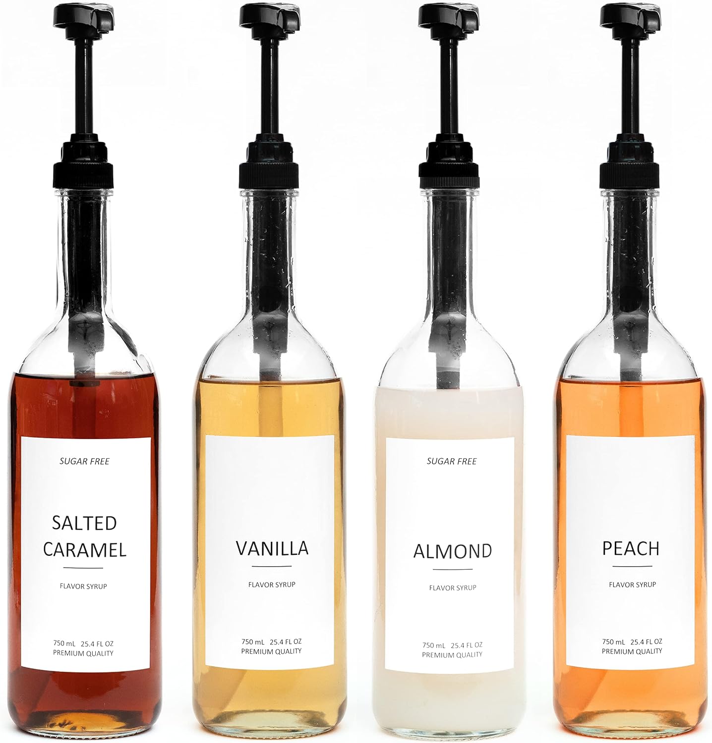 Glass Coffee Syrup Dispenser Set with Pumps for Coffee Bar
