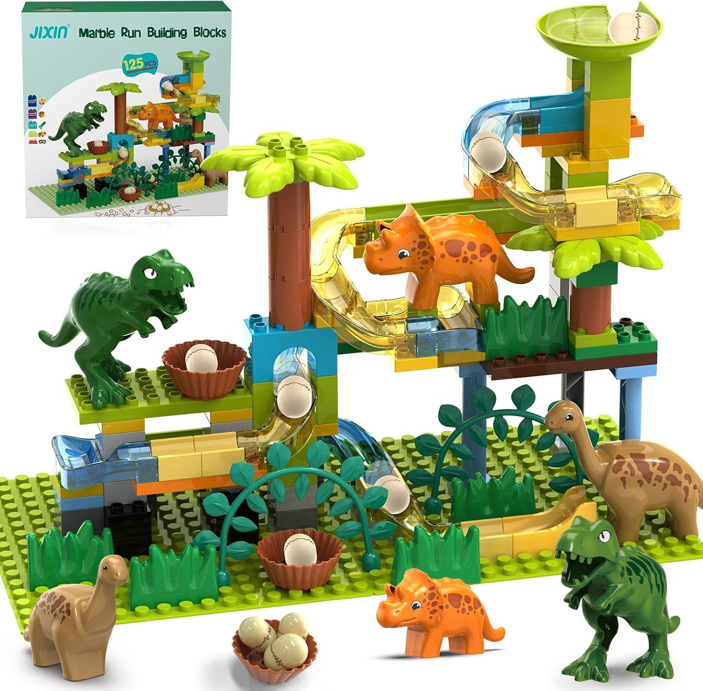 Dinosaur Marble Run for Kids 4-8 - Fun STEM Building Blocks