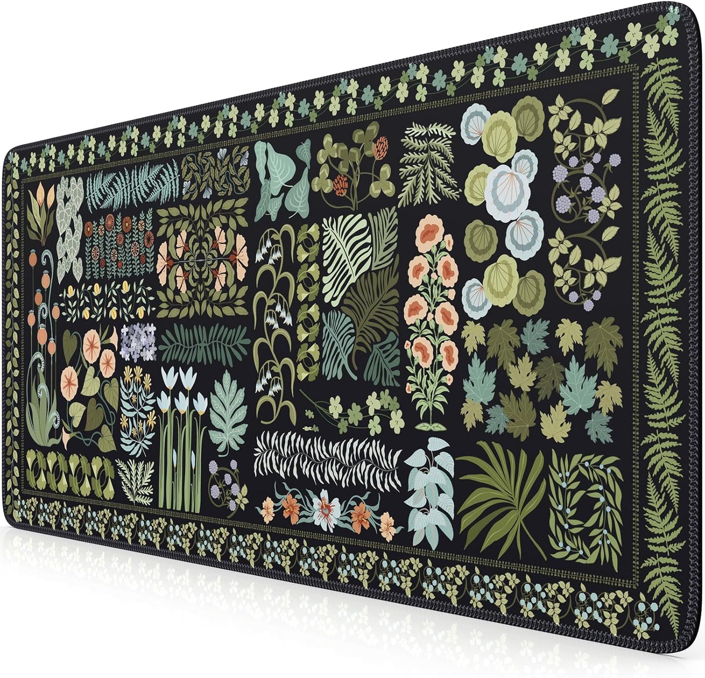 HAOCOO Black Floral XXL Desk Pad