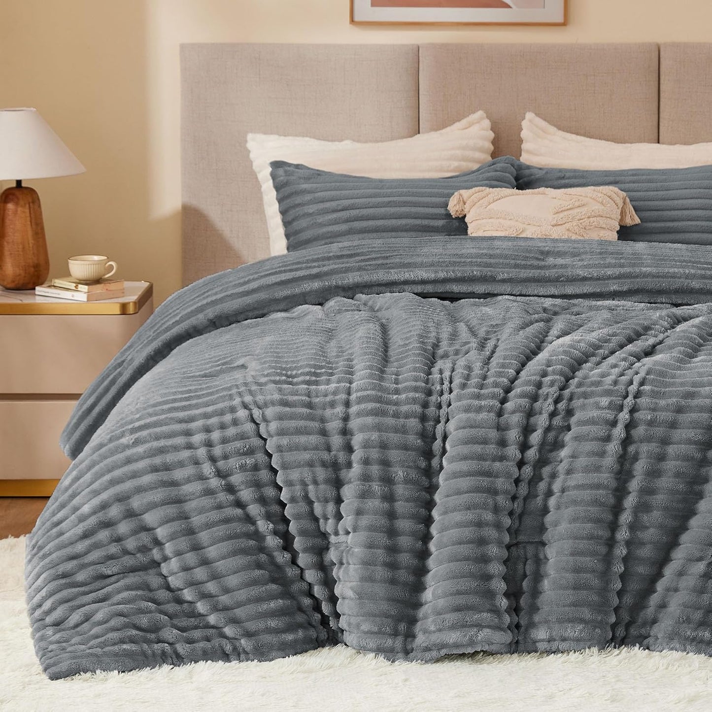 BEDELITE Fleece Queen Comforter Set - Super Soft & Warm Bedding
