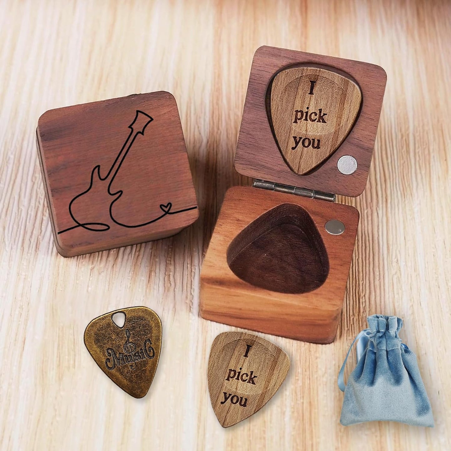 YOJO Wooden & Metal Guitar Picks Set