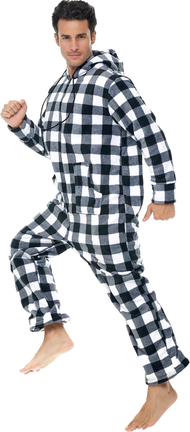 Cozy and Stylish Fleece Onesie Pajamas for Men by Alexander Del Rossa
