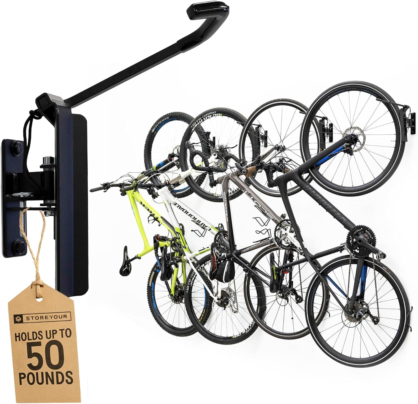 StoreYourBoard Bike Swivel Rack for Space-Saving Garage Storage