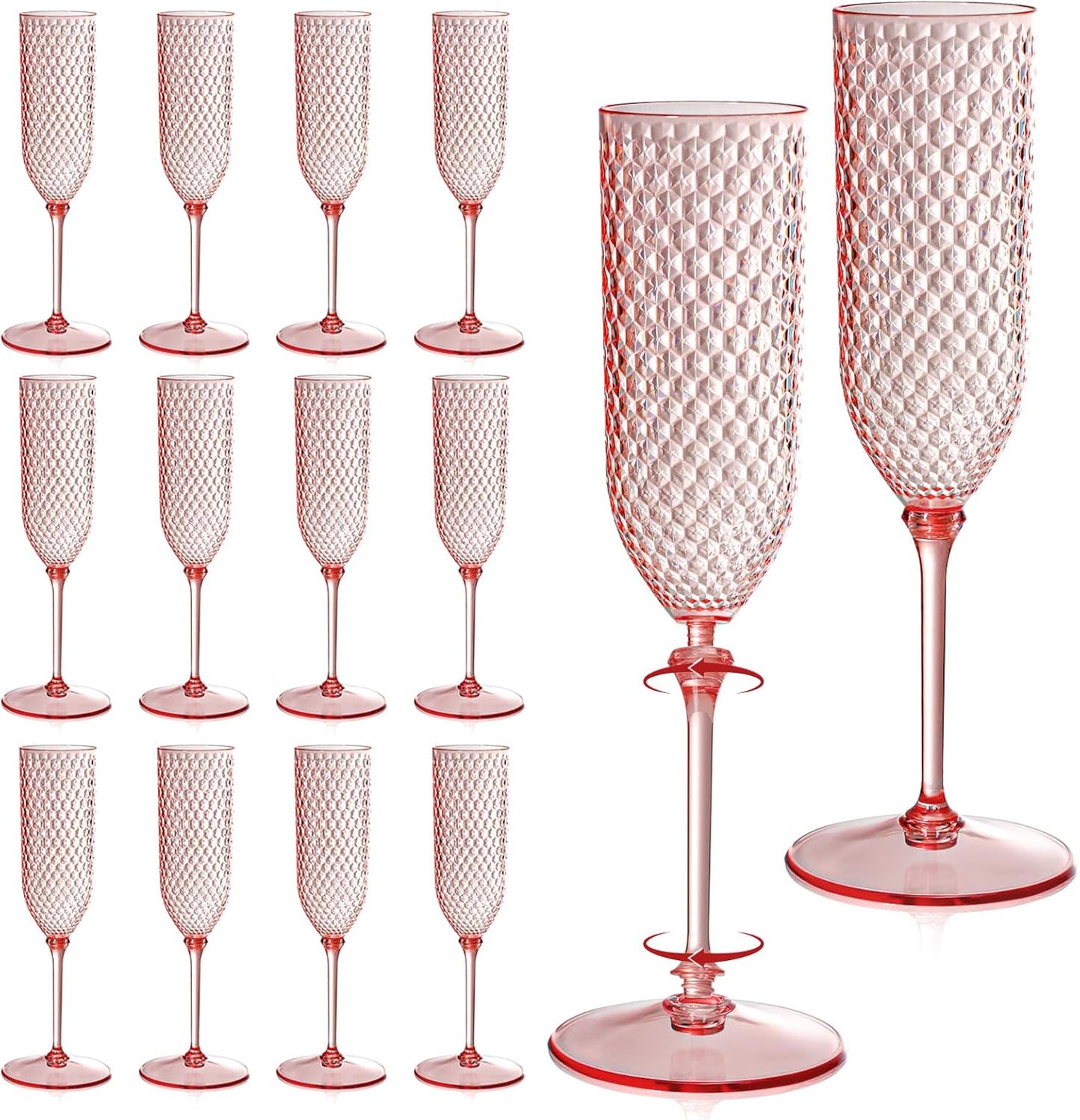 24 Pack Pink Detachable Champagne Flutes for Every Occasion