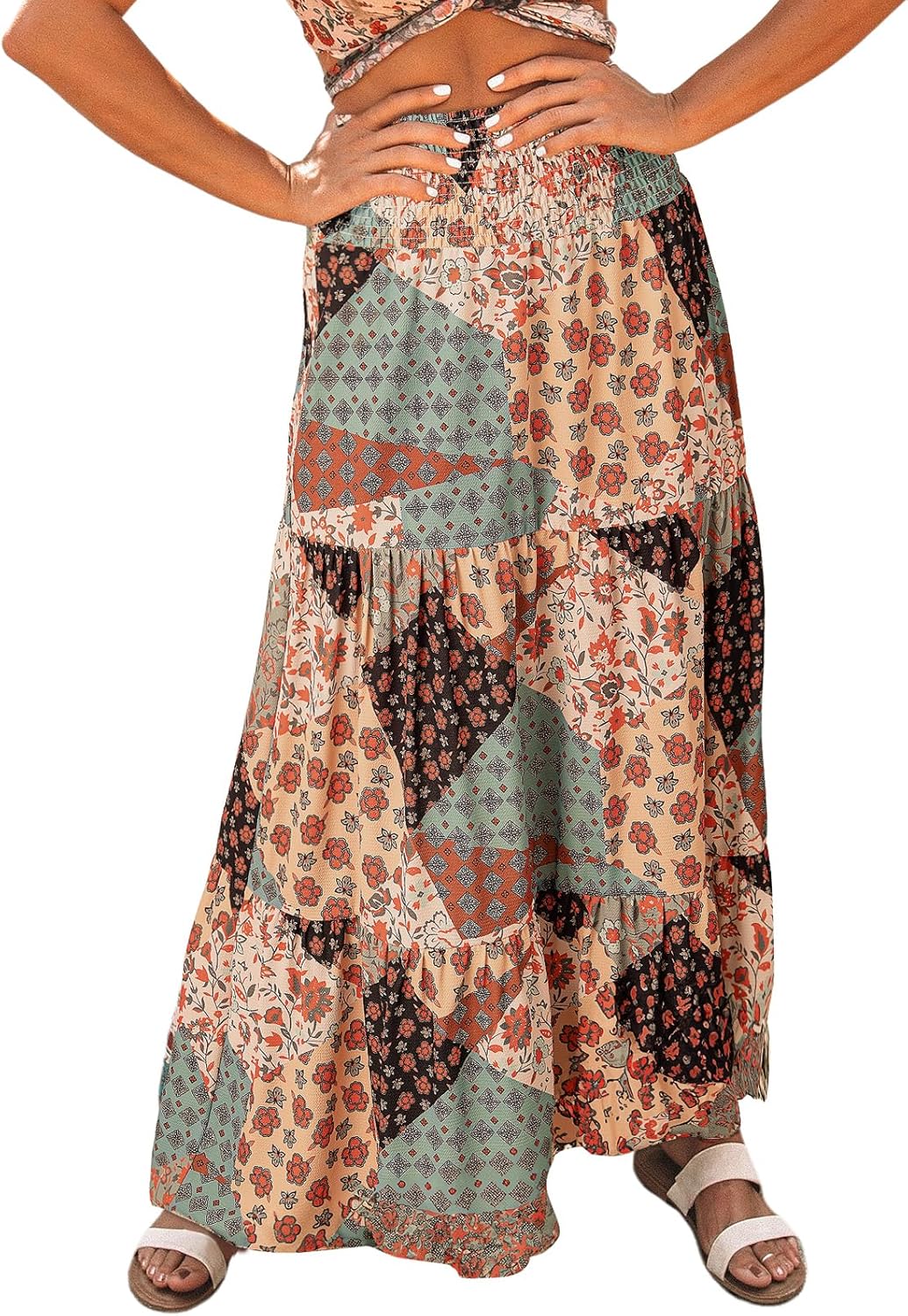 Boho Floral Print Maxi Skirt for Women - Elegant and Trendy