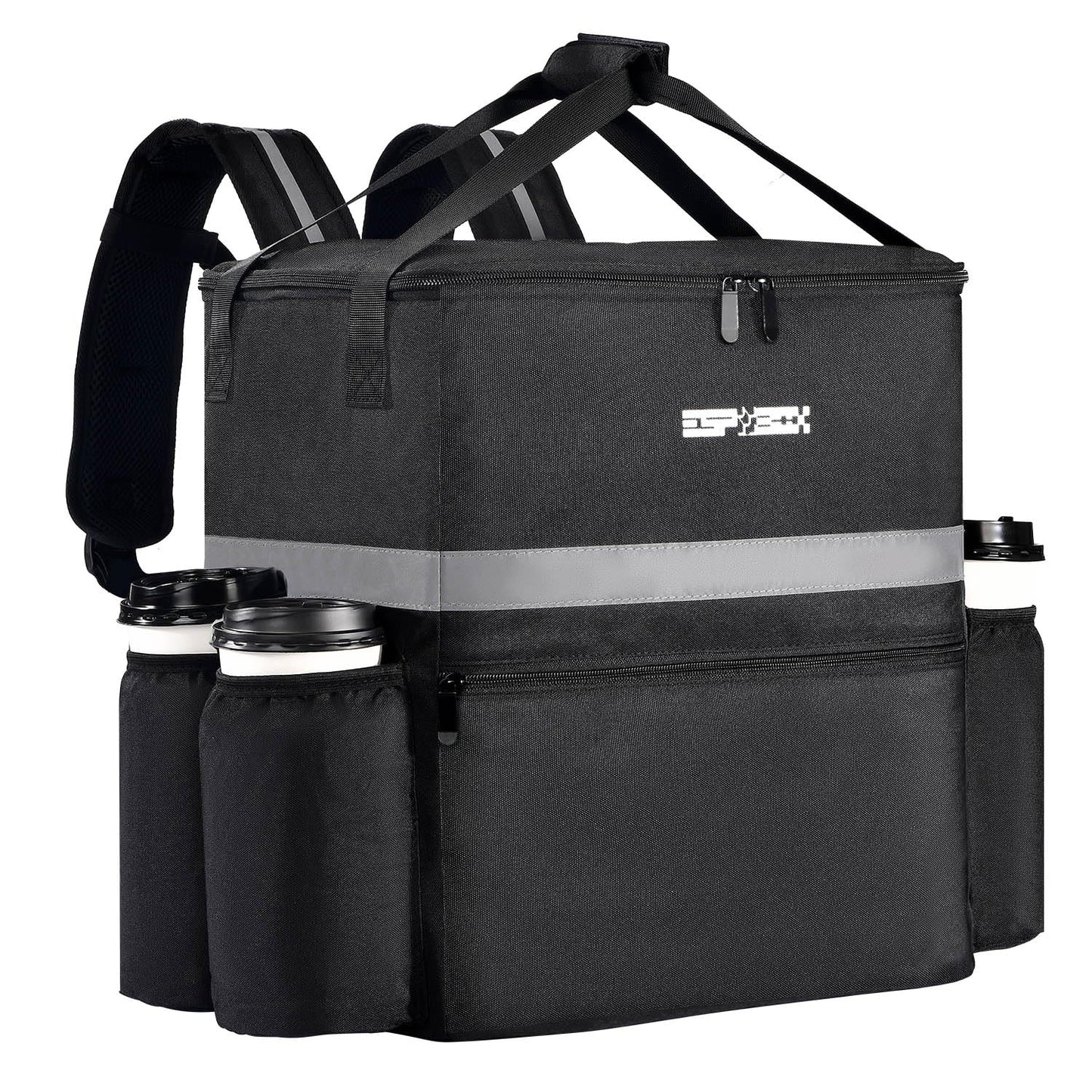 Insulated Food Delivery Backpack with Cup Holder for Bikers