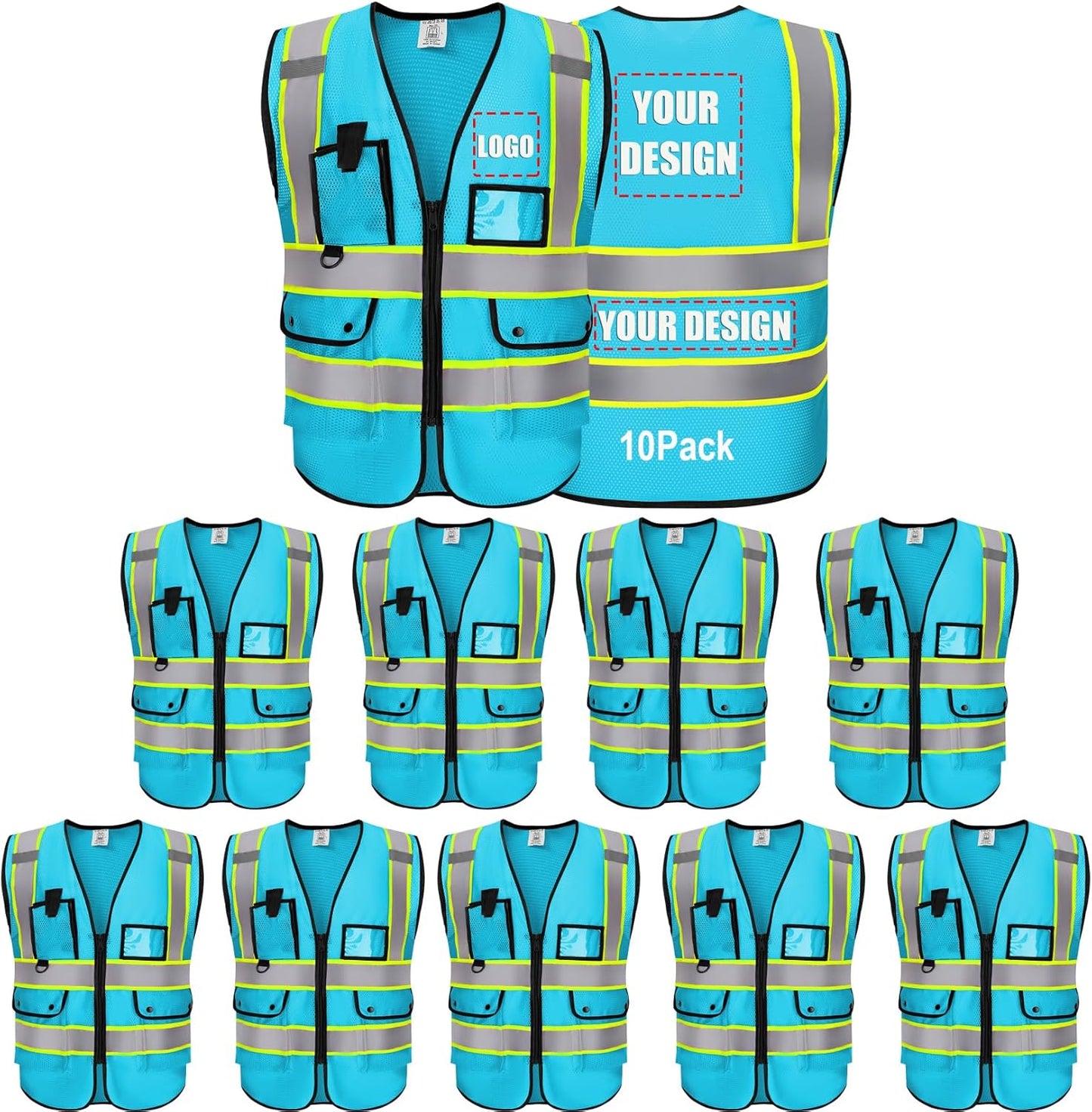 Reflective Vest Class 2 Safety Vests with Pockets for Work