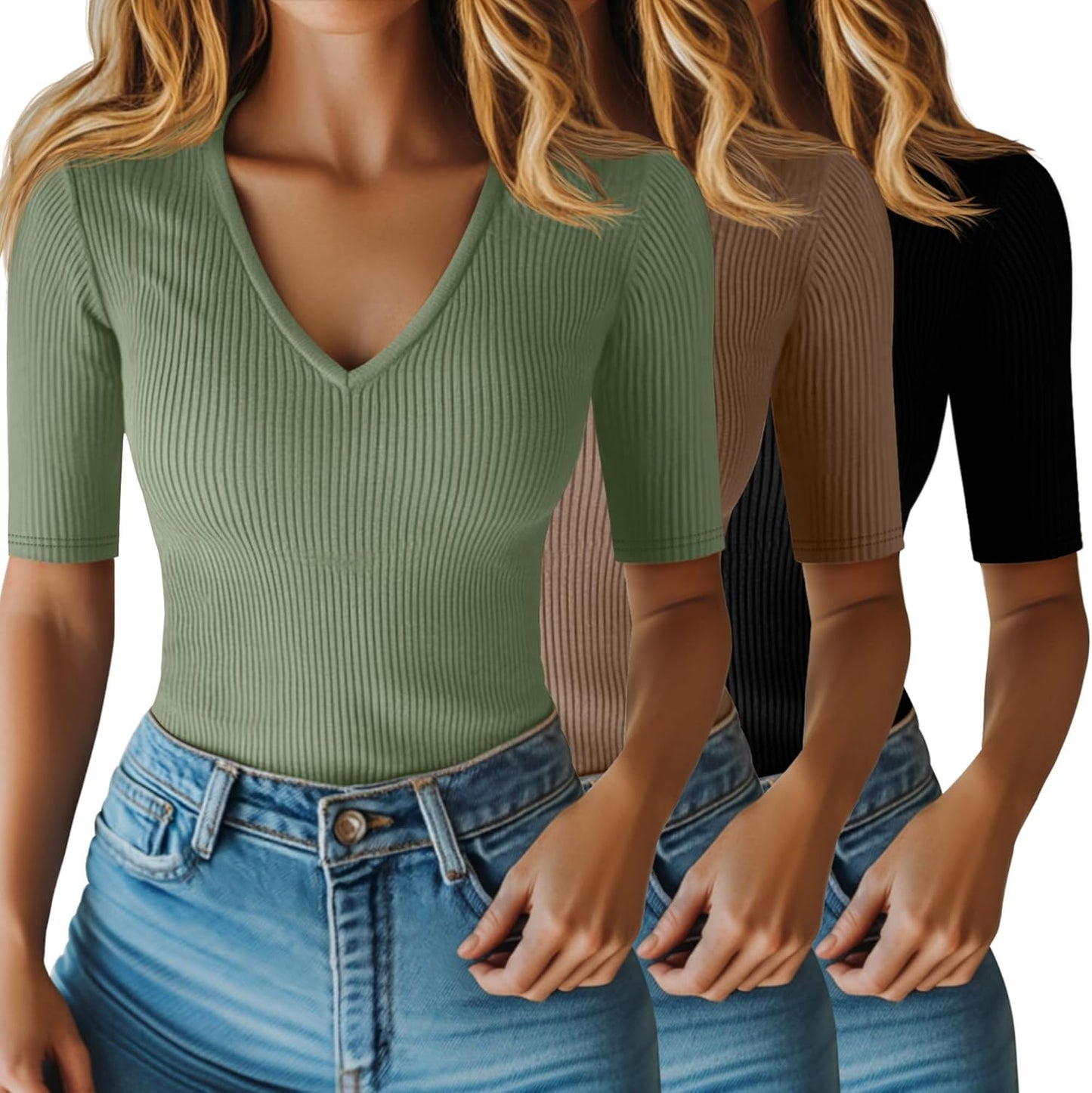 Riyiper Women's Half Sleeve Top for Casual Summer Style