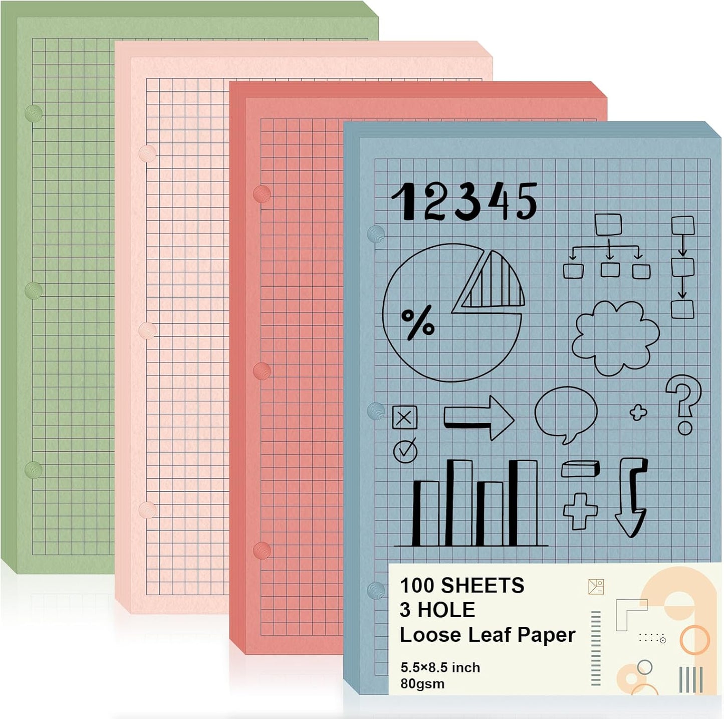 Grid Paper Refill for Mini Binder - Bulk Quad Ruled