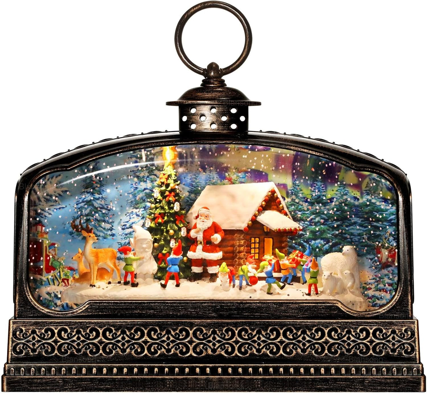 Christmas Snow Globe Decorations with Timer and Music for Home