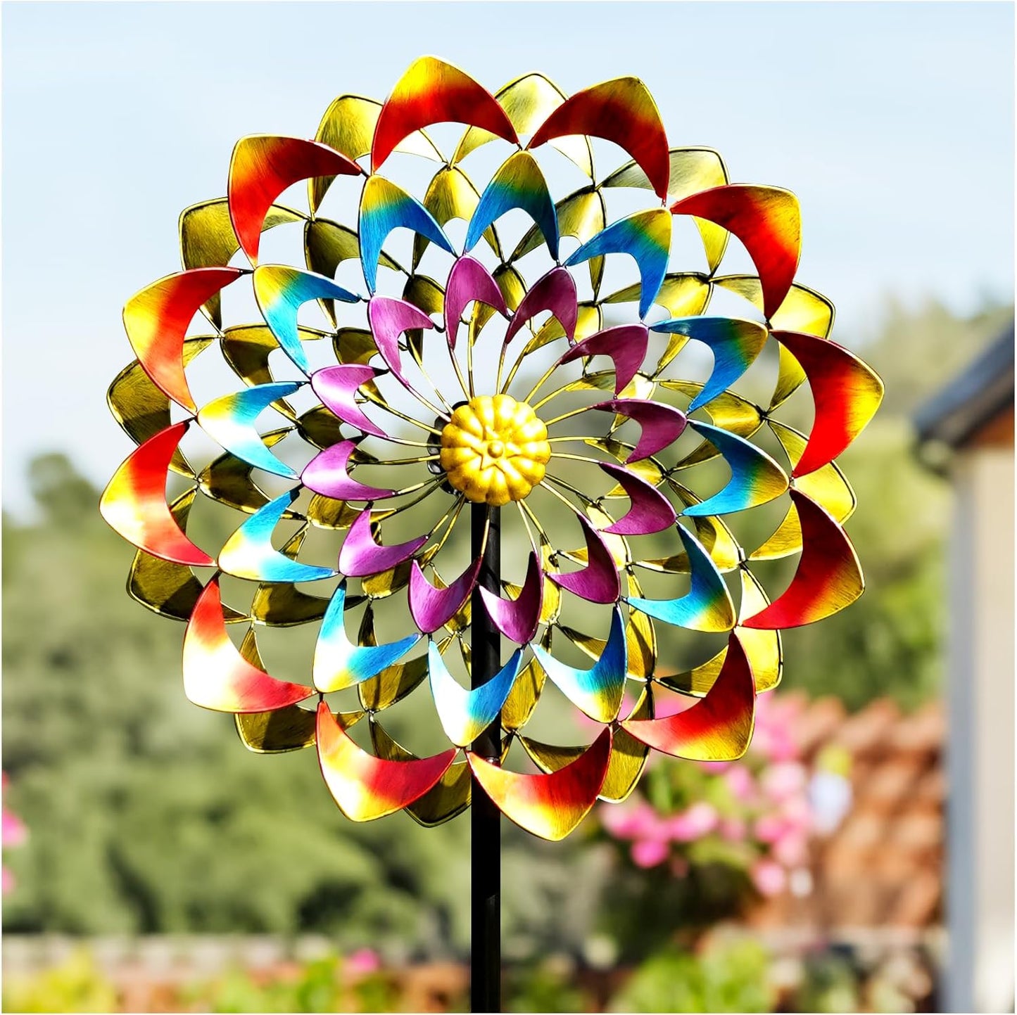 Large Metal Wind Spinners for Yard and Garden Decor 84 inch