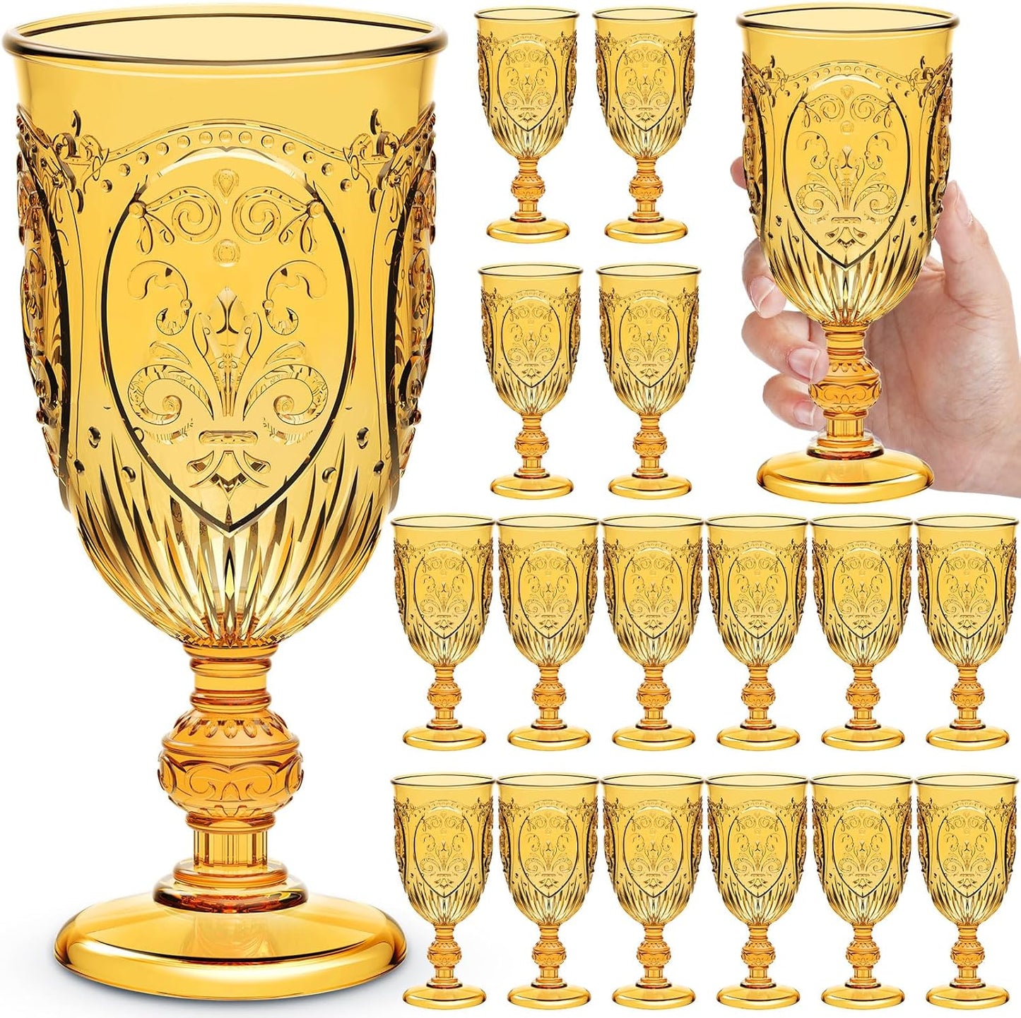 18 Pack Plastic Goblets 10oz for Parties and Celebrations