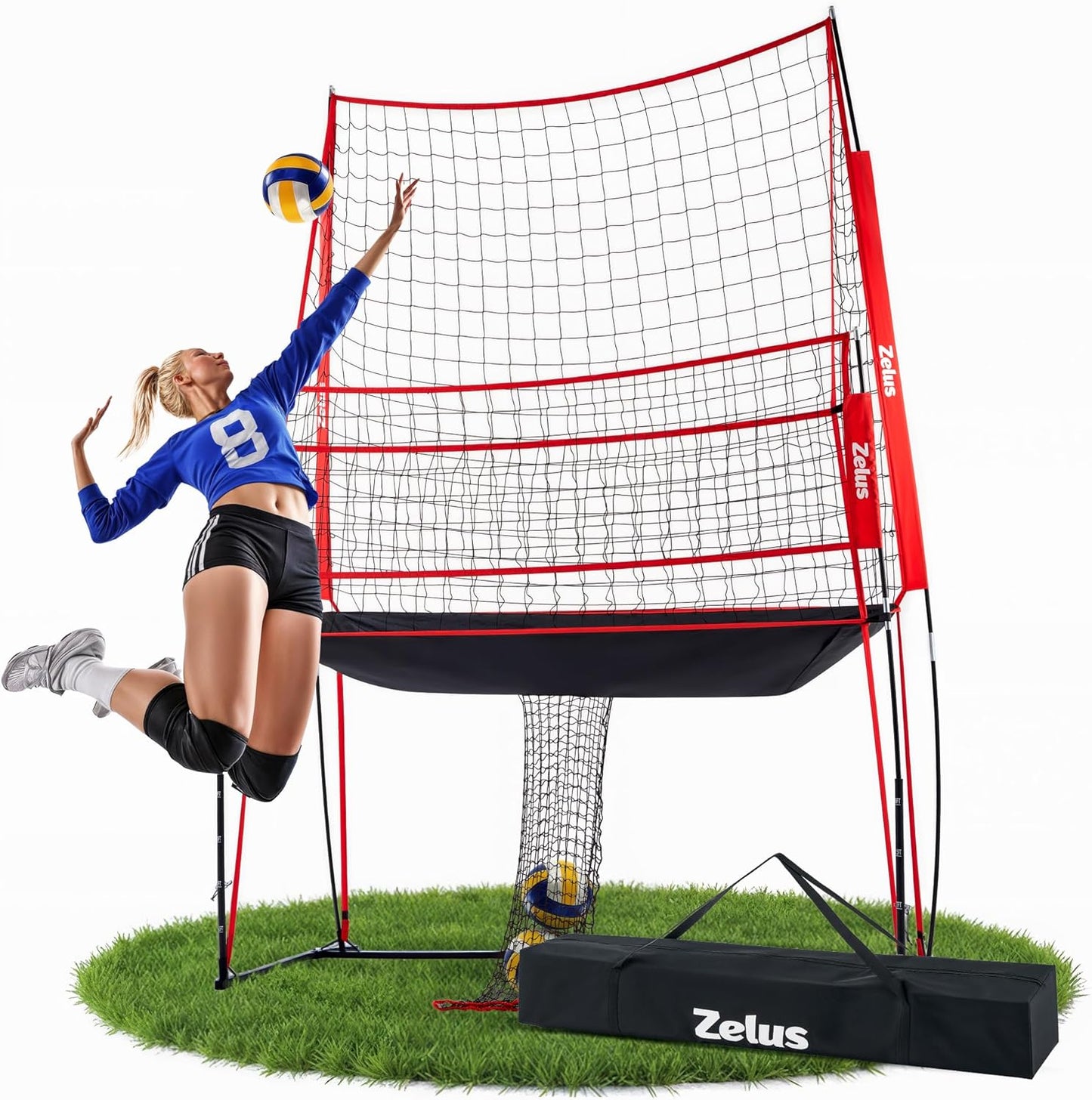 ZELUS Volleyball Training Equipment with Adjustable Height Net