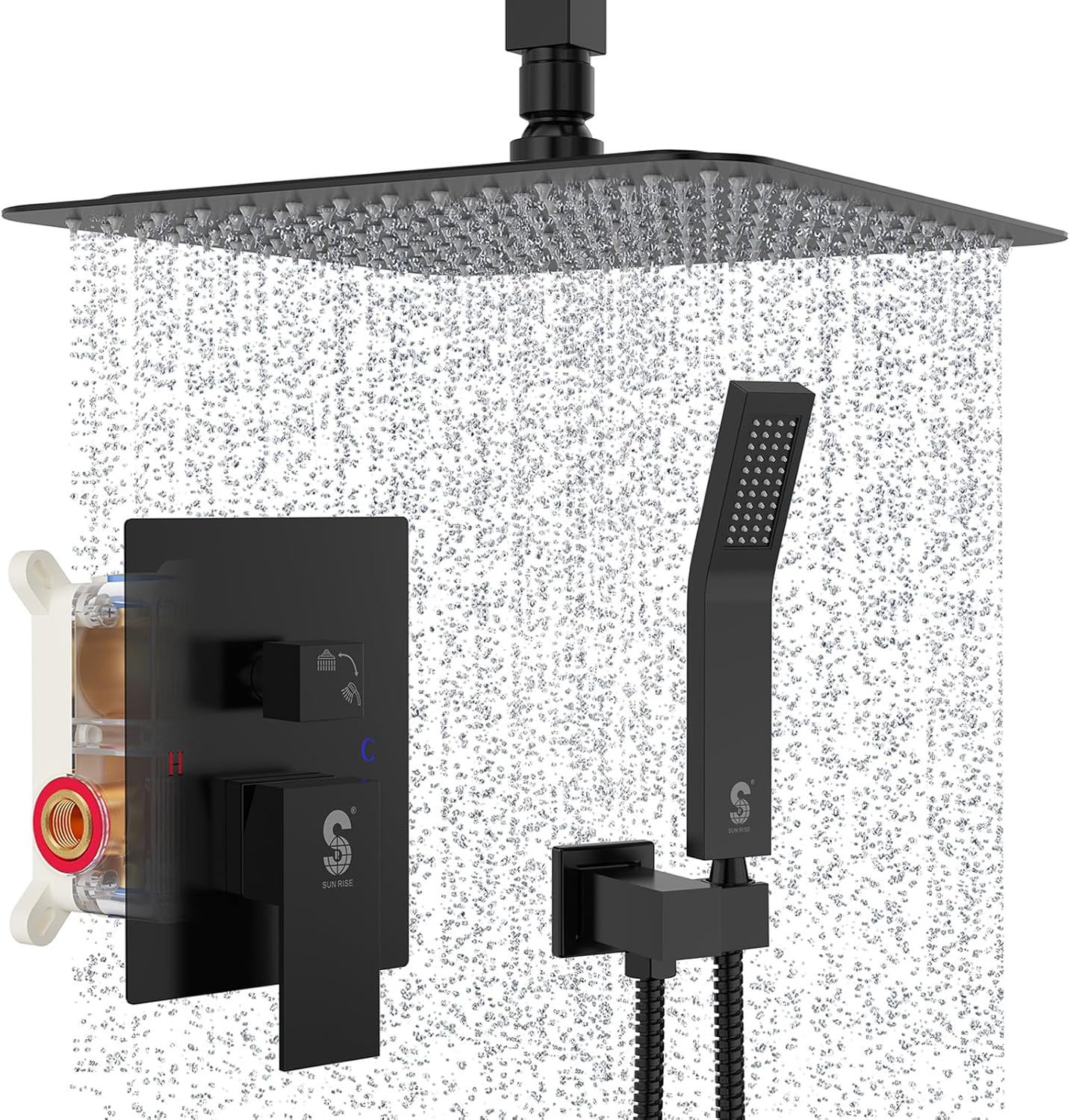 10 Inch Ceiling Mounted Shower System with Rain Mixer Combo Set
