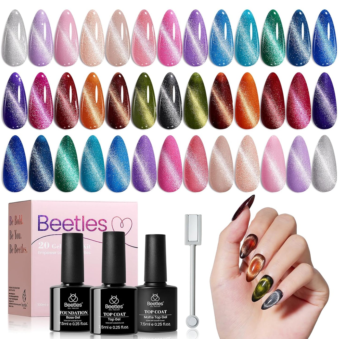 Beetles Cat Eye Gel Nail Polish Set - 20 Colors for DIY Nails