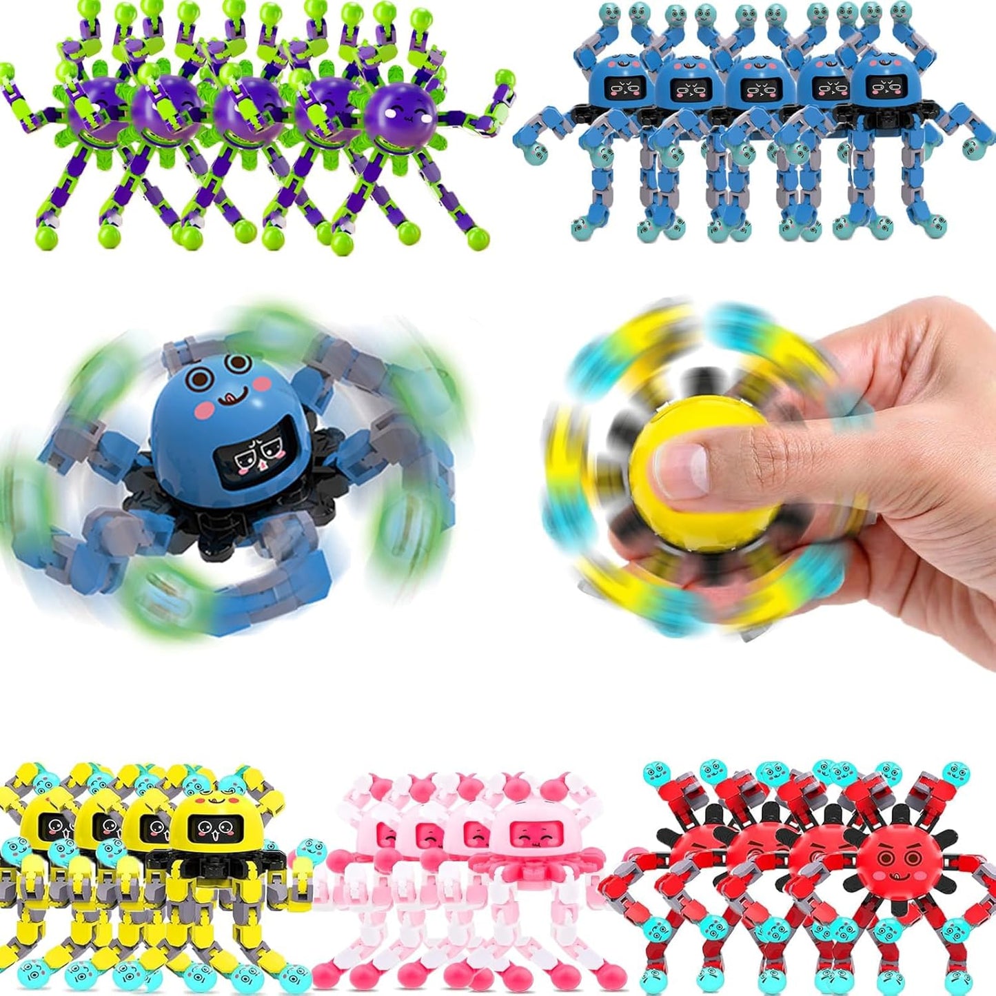 Transformable Fidget Spinner Toys for Kids - 50 Pcs Set