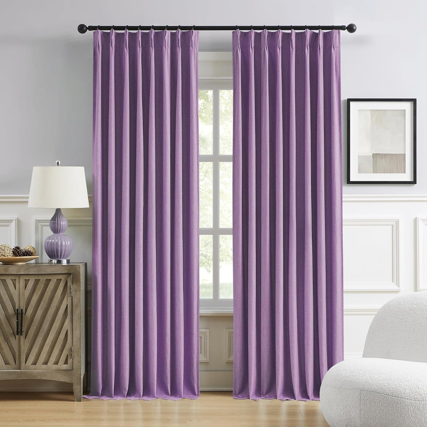 DUALIFE Pinch Pleated Blackout Curtains for Elegant Living Spaces