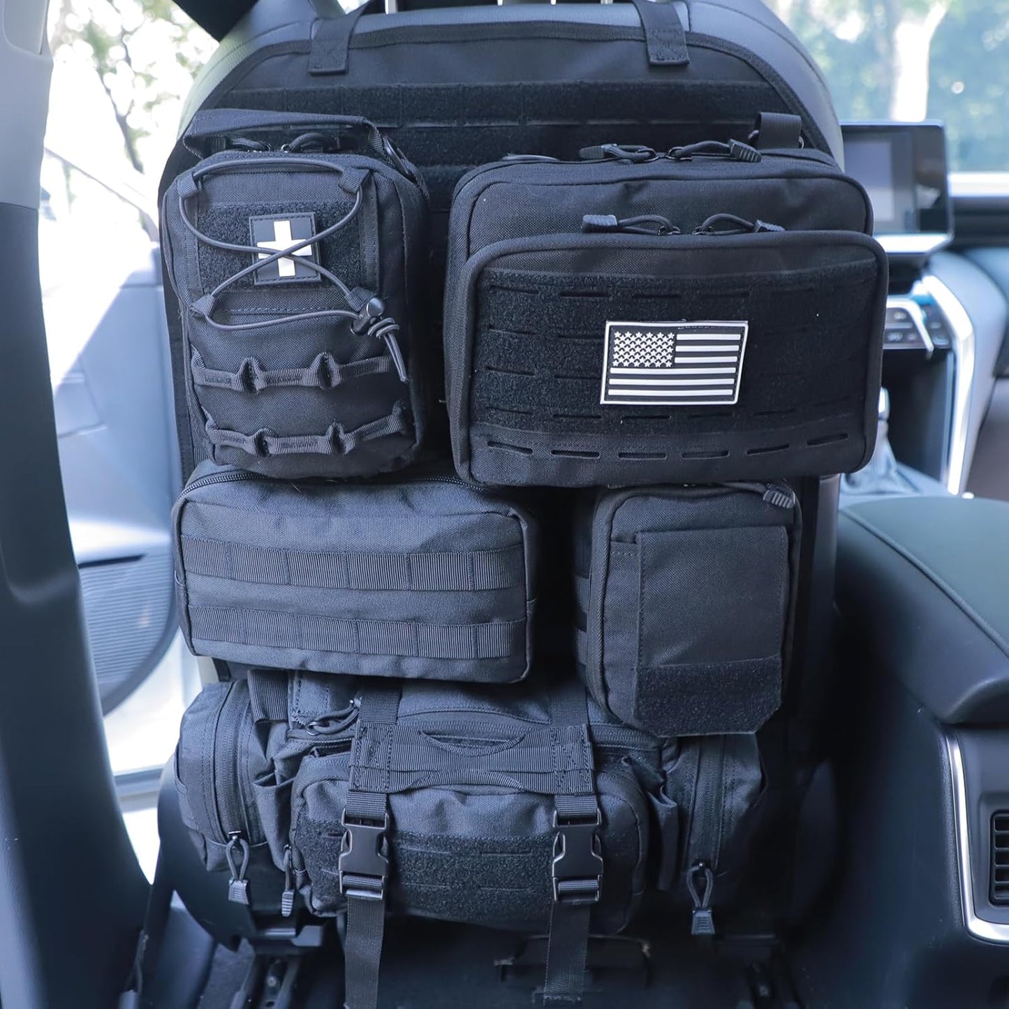 Universal Tactical Seat Back Organizer with Molle Pouches for Vehicles