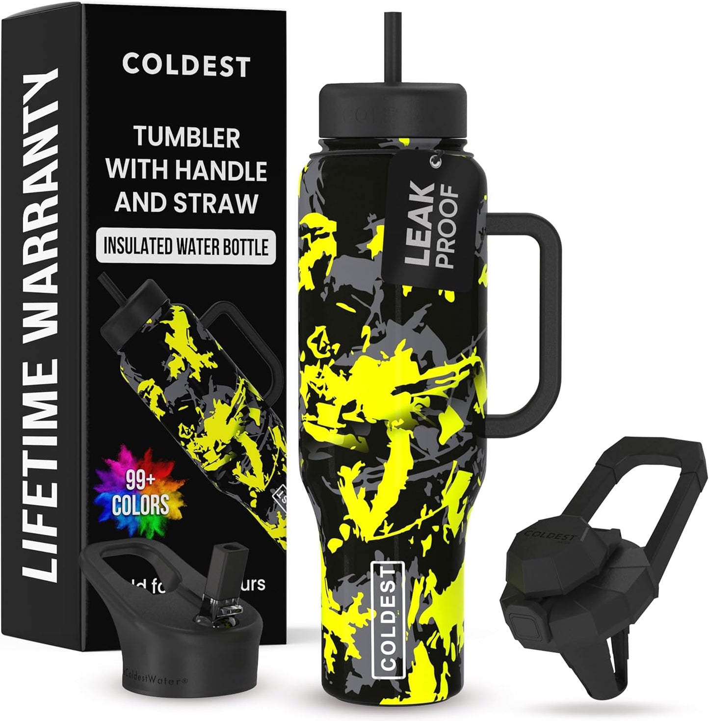 Coldest Tumbler with Handle and Straw - 100% Leak Proof Insulated
